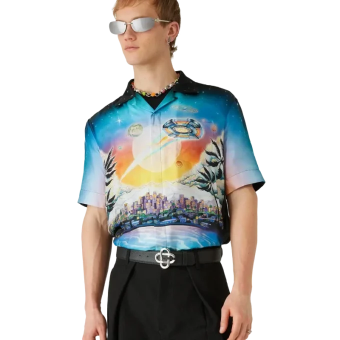 Cămașă din mătase cu mâneci scurte La Pramonition