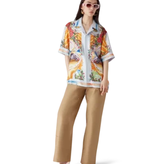 Cămașă din mătase cu mâneci scurte La Tornade De Rose