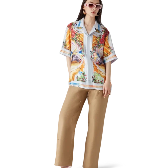Cămașă din mătase cu mâneci scurte La Tornade De Rose Cămașă din mătase cu mâneci scurte La Tornade De Rose