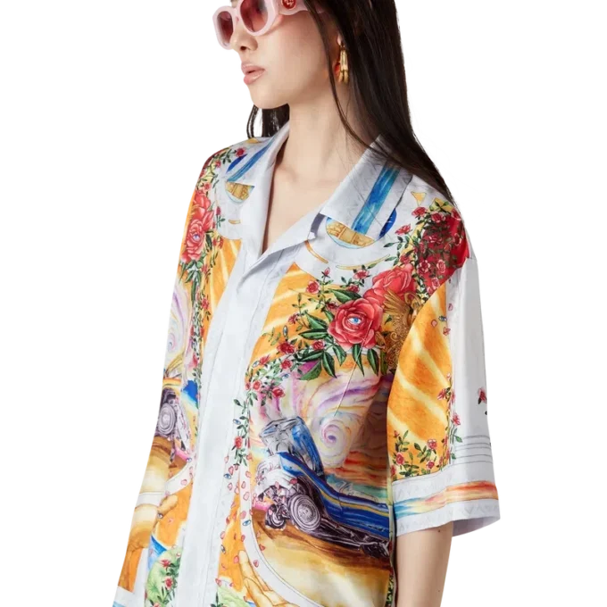 Cămașă din mătase cu mâneci scurte La Tornade De Rose Cămașă din mătase cu mâneci scurte La Tornade De Rose