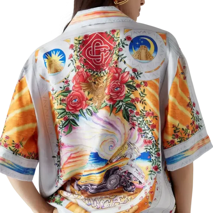 Cămașă din mătase cu mâneci scurte La Tornade De Rose Cămașă din mătase cu mâneci scurte La Tornade De Rose