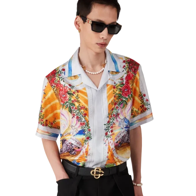 Cămașă din mătase cu mâneci scurte La Tornade De Rose Cămașă din mătase cu mâneci scurte La Tornade De Rose