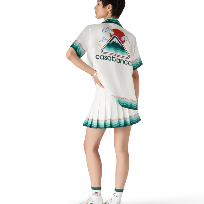 Cămașă din mătase cu mâneci scurte Montagne Ondulee, pantaloni scurți