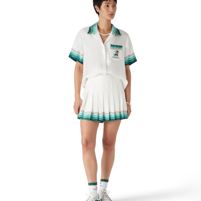 Cămașă din mătase cu mâneci scurte Montagne Ondulee, pantaloni scurți