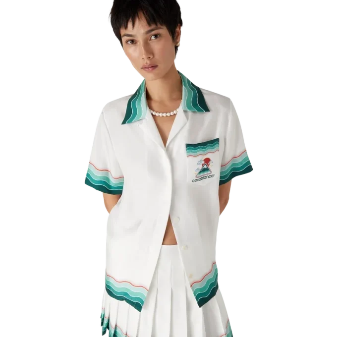 Cămașă din mătase cu mâneci scurte Montagne Ondulee, pantaloni scurți