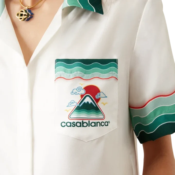 Cămașă din mătase cu mâneci scurte Montagne Ondulee, pantaloni scurți