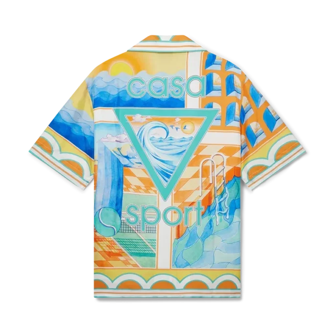 Cămașă din mătase cu mâneci scurte Surreal Pool