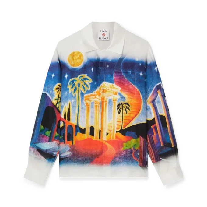 Cămașă din mătase Midnight Acropolis