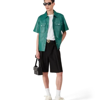 Cămașă din piele cu mâneci scurte