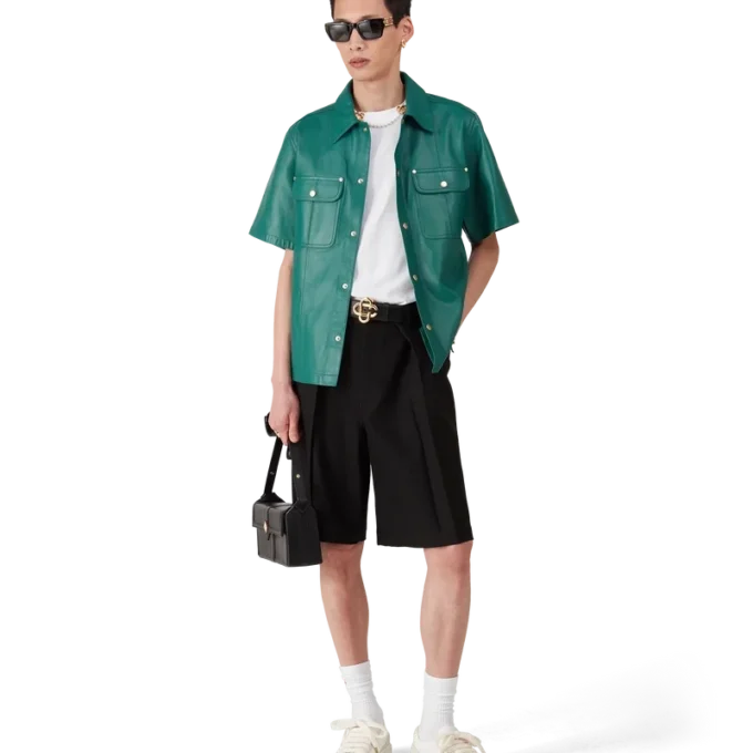 Cămașă din piele cu mâneci scurte