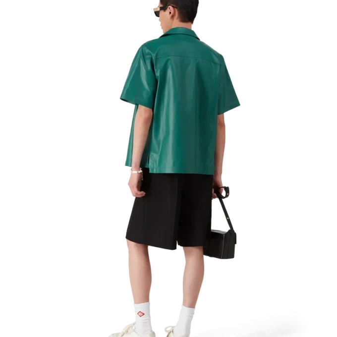 Cămașă din piele cu mâneci scurte