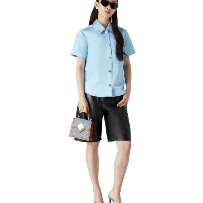 Cămașă din satin cu mâneci scurte