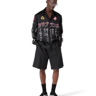 Cămașă din satin de mătase cu mâneci lungi și emblemă