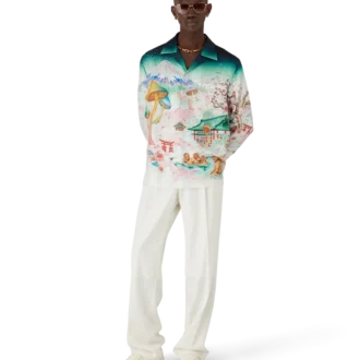 Cămașă din twill de mătase cu mâneci lungi și imprimeu floral