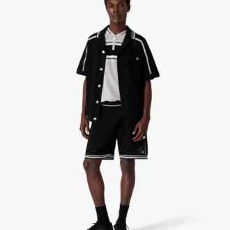 Cămașă neagră cu mâneci scurte din plasă