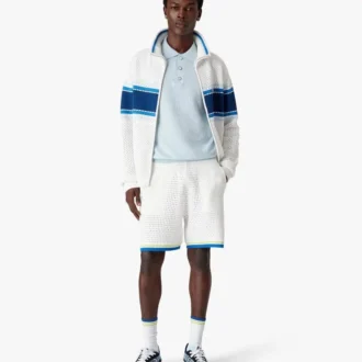 Cămășa polo cu mâneci scurte și monogramă albastră în punct