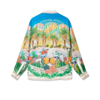 Cămașă psihedelică din mătase cu guler cubanez