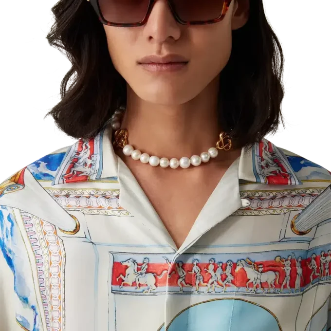 Colier cu logo cu perle medii Colier cu logo cu perle medii