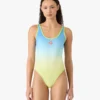 Costum de baie cu gradient albastru și galben Costum de baie cu gradient albastru și galben
