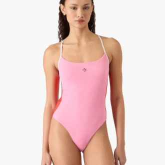 Costum de baie roz cu monogramă