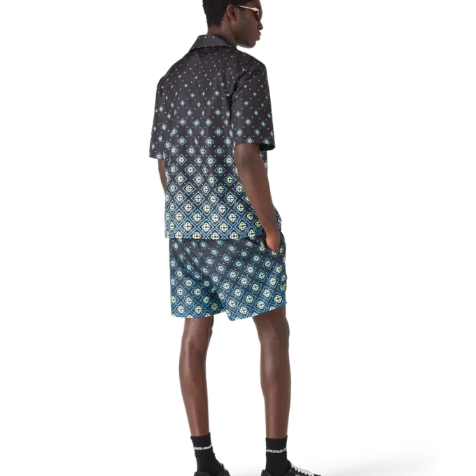 Costume de baie cu pantaloni scurți și monogramă negru degradat