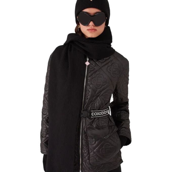 Eșarfă de schi din lână cu nervuri