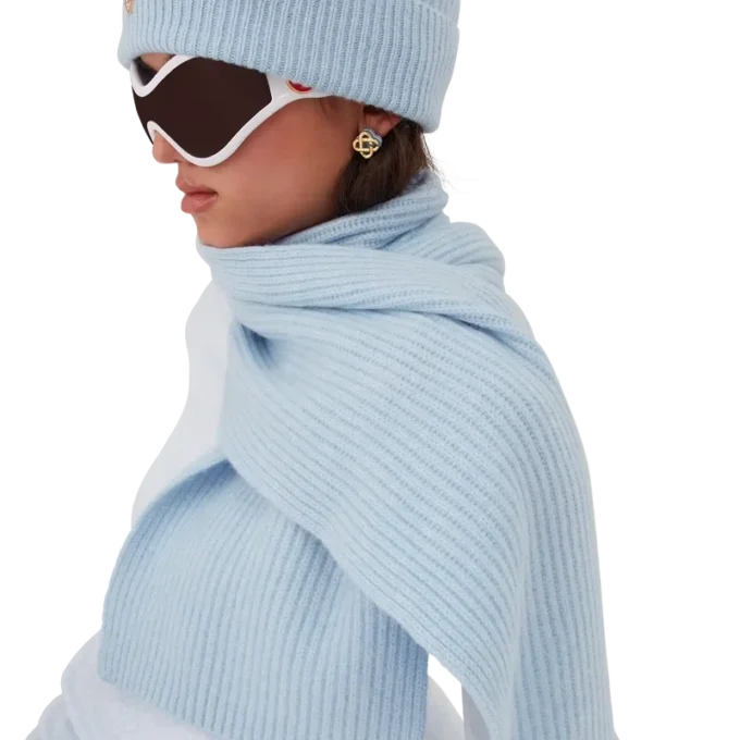 Eșarfă de schi din lână cu nervuri