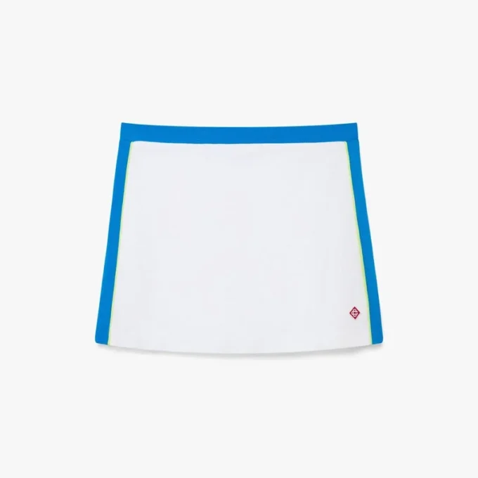 Fustă mini din piqué alb și albastru