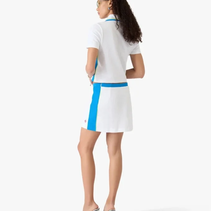 Fustă mini din piqué alb și albastru