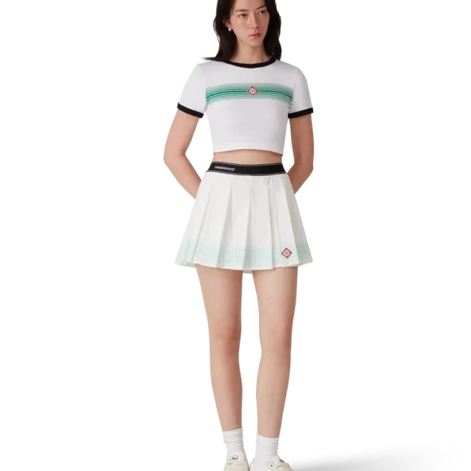 Fustă mini plisată cu dungi