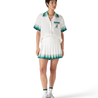 Fustă mini plisată din mătase, model Tennis Fustă mini plisată din mătase, model Tennis