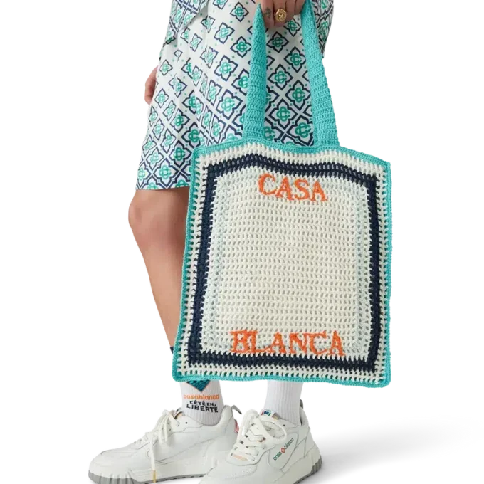 Geantă croșetată cu dungi
