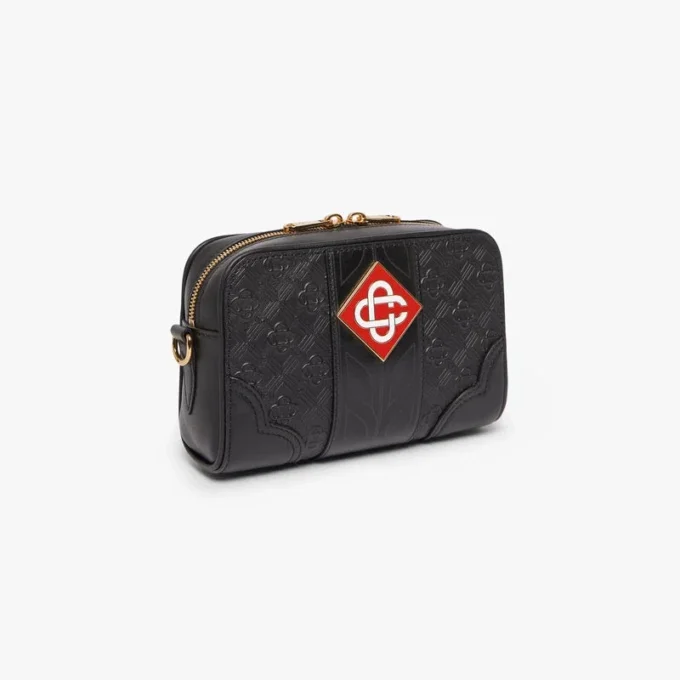 Geantă de umăr cu monogramă neagră Geantă de umăr cu monogramă neagră