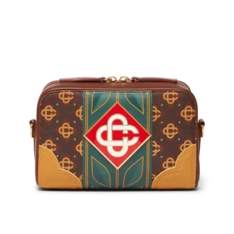 Geantă de umăr maro cu monogramă