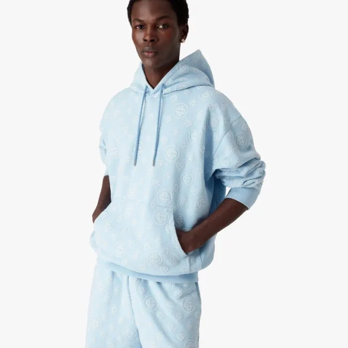 Hanorac cu glugă și monogramă aplicată