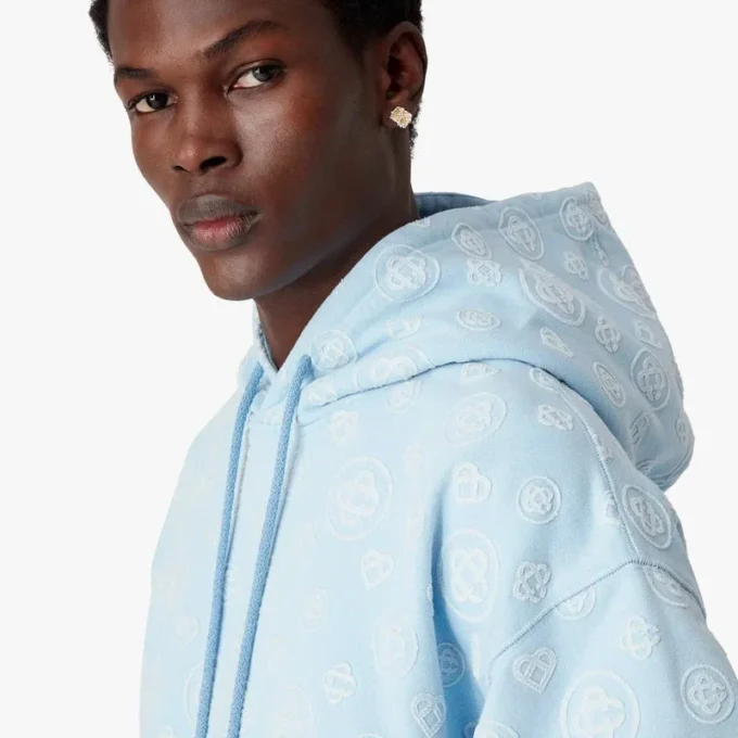 Hanorac cu glugă și monogramă aplicată