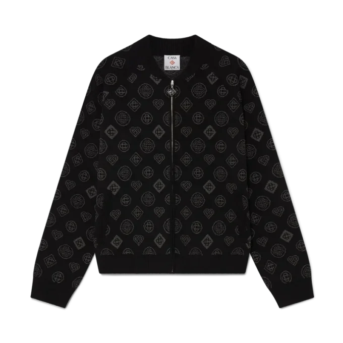 Jachetă bomber cu monogramă jacquard