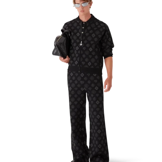 Jachetă bomber cu monogramă jacquard