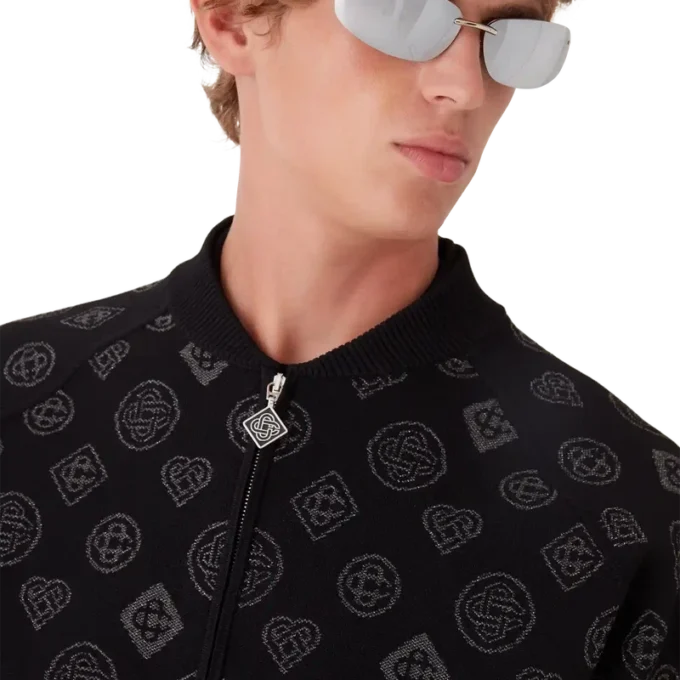 Jachetă bomber cu monogramă jacquard