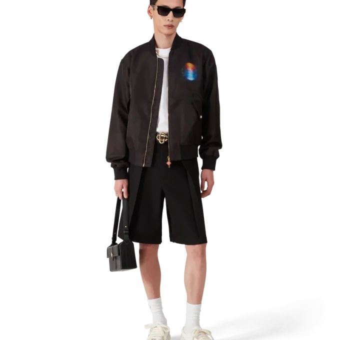 Jachetă bomber din organza cu efect de gradient Jachetă bomber din organza cu efect de gradient