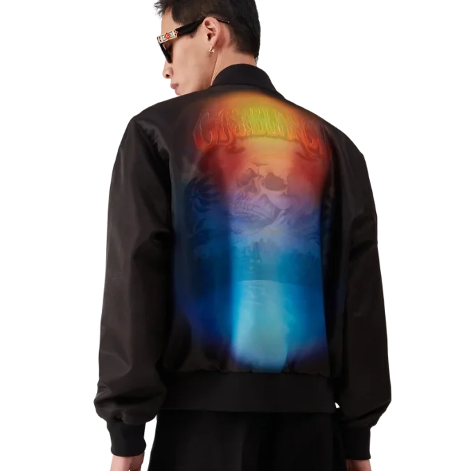 Jachetă bomber din organza cu efect de gradient Jachetă bomber din organza cu efect de gradient