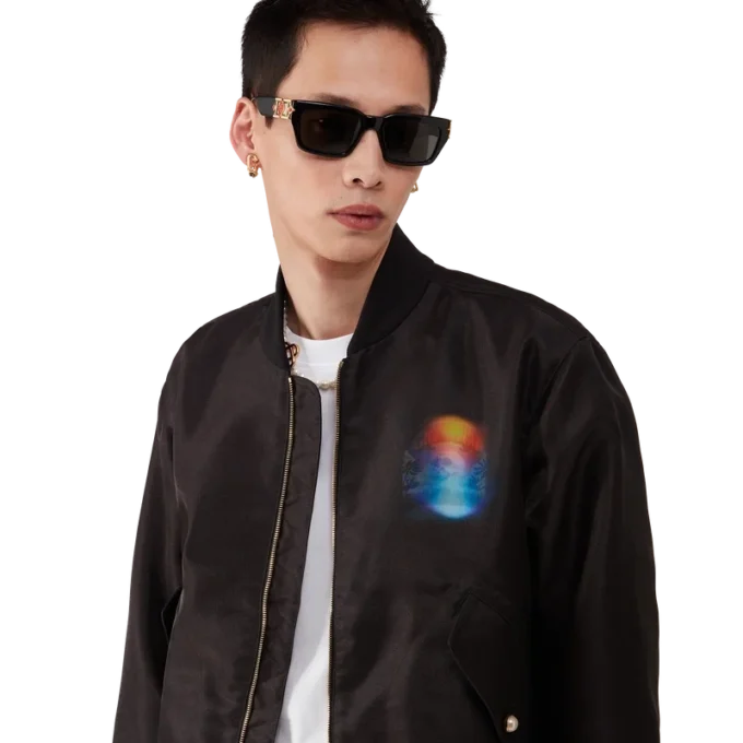 Jachetă bomber din organza cu efect de gradient Jachetă bomber din organza cu efect de gradient