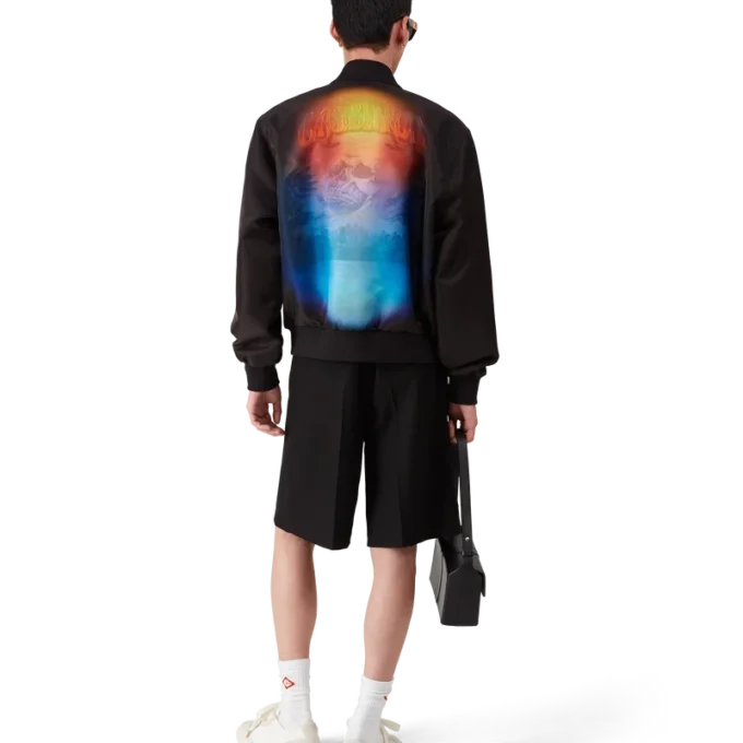 Jachetă bomber din organza cu efect de gradient Jachetă bomber din organza cu efect de gradient