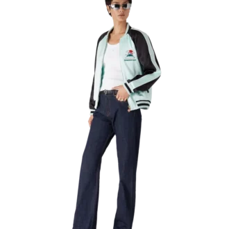 Jachetă bomber din satin brodată