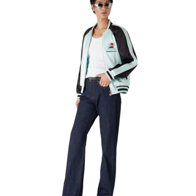 Jachetă bomber din satin brodată