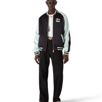 Jachetă bomber din satin brodată Jachetă bomber din satin brodată