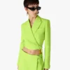 Jachetă croită din crep verde Jachetă croită din crep verde