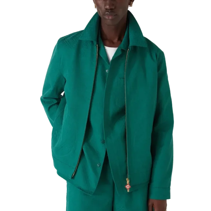 Jachetă din bumbac cu monogramă Jacquard