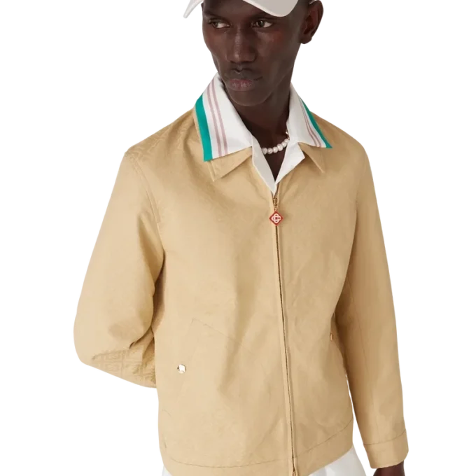 Jachetă din bumbac cu monogramă Jacquard