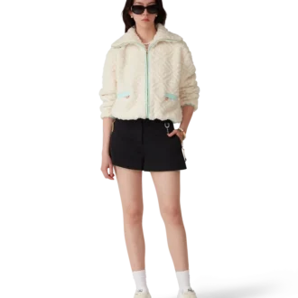 Jachetă din fleece cu monogramă Jacquard